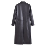 Faux Leather Long Overcoat - QH Clothing