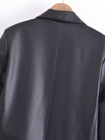 Faux Leather Long Overcoat - QH Clothing