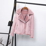 Faux Shearling Zipper Jacket - QH Clothing