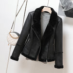 Faux Shearling Zipper Jacket - QH Clothing