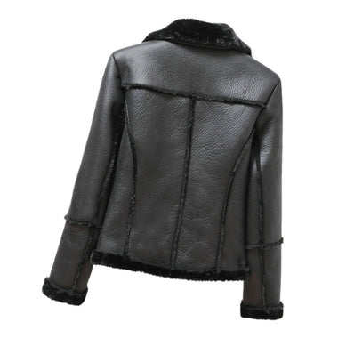 Faux Shearling Zipper Jacket - QH Clothing