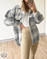 Winter Women Clothing Plaid Large Pocket Coarse Wool Coat - Quality Home Clothing| Beauty