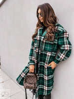 Women  New Fall Winter Long Sleeve Long Plaid Printed Shirt Woolen Jacket - Quality Home Clothing| Beauty