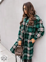 Women  New Fall Winter Long Sleeve Long Plaid Printed Shirt Woolen Jacket - Quality Home Clothing| Beauty