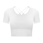 Summer Cropped cropped with Chest Pad Yoga T-shirt Female Hollow-out Beauty Back Outdoor Casual Sports Short Sleeve - Quality Home Clothing| Beauty