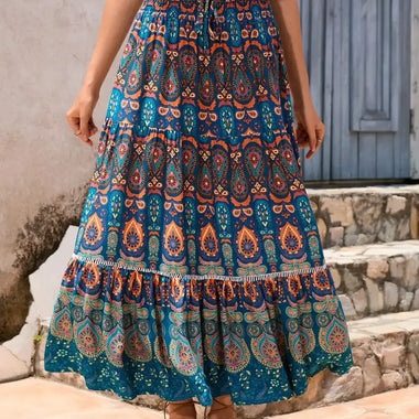 Bohemian print summer maxi patterned skirt for stylish and comfortable summer wear