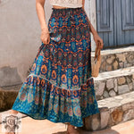 Bohemian print summer maxi patterned skirt ideal for stylish summer outings