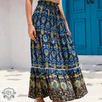 Stylish Summer Maxi Patterned Skirt featuring vibrant patterns and a flowing design