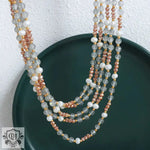 Exquisite Pearl and Gemstone Bead Necklace in 18K Gold -  QH Clothing