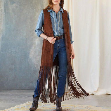 Tassel Fringe Sleeveless Vest - Clothing