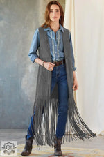 Tassel Fringe Sleeveless Vest - S / Gray - Clothing