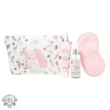 The Kind Edit Co. Spa Botanique Sweet Sleeping Bag Gift Set Cosmetic Bag + 100ml Pillow Mist + 100ml Bath Cream + Eye