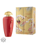 Red and gold perfume bottle with floral packaging for Flamant Rose Eau de Parfum 5ml