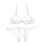 Thin Mesh Bra Set - 70A / White - Clothing