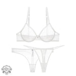 Thin Mesh Bra Set - 70A / White - Clothing