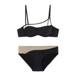 Thin Mesh Stitching Push-Up Bra Set - Clothing