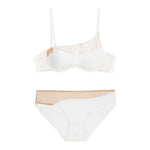 Thin Mesh Stitching Push-Up Bra Set - S / White Set - Clothing