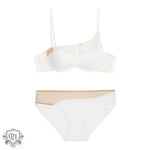 Thin Mesh Stitching Push-Up Bra Set - S / White Set - Clothing