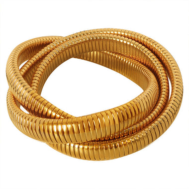 18K gold fashionable three-layer interlocking thread design simple style bracelet - QH Clothing