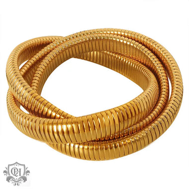 18K gold fashionable three-layer interlocking thread design simple style bracelet - QH Clothing