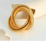 18K gold fashionable three-layer interlocking thread design simple style bracelet - QH Clothing