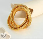 18K gold fashionable three-layer interlocking thread design simple style bracelet - QH Clothing