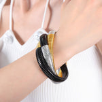 18K gold fashionable three-layer interlocking thread design simple style bracelet - QH Clothing