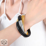 18K gold fashionable three-layer interlocking thread design simple style bracelet - QH Clothing