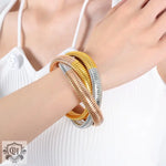 18K gold fashionable three-layer interlocking thread design simple style bracelet - QH Clothing