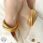 18K gold fashionable three-layer interlocking thread design simple style bracelet - QH Clothing