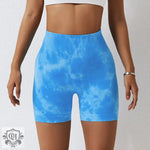 Spring Splash Dyeing Seamless Yoga Shorts Women Sports Fitness Shorts High Waist Hip Lift Skinny Yoga Pants - Quality Home Clothing| Beauty