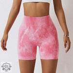 Spring Splash Dyeing Seamless Yoga Shorts Women Sports Fitness Shorts High Waist Hip Lift Skinny Yoga Pants - Quality Home Clothing| Beauty