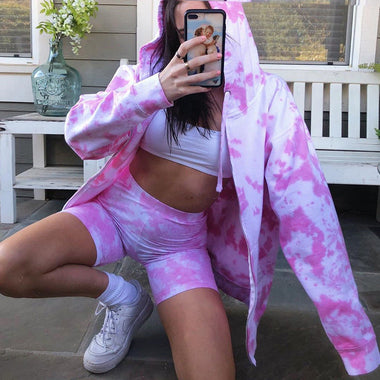 Trendy Tie Dye Hooded Jacket - QH Clothing