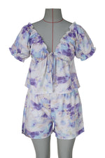 Tie Dye Ruffle Pajama Set - Clothing