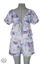 Tie Dye Ruffle Pajama Set - Clothing