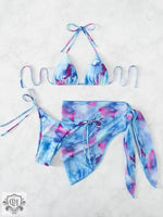 Tie Dye Split Three-Piece Bikini - QH Clothing