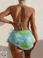 Tie Dye Split Three-Piece Bikini - QH Clothing