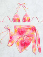 Tie Dye Split Three-Piece Bikini - QH Clothing