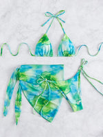 Tie Dye Split Three-Piece Bikini - QH Clothing