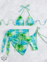 Tie Dye Split Three-Piece Bikini - QH Clothing