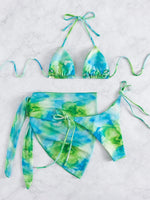 Tie Dye Split Three-Piece Bikini - QH Clothing