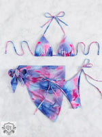 Tie Dye Split Three-Piece Bikini - QH Clothing