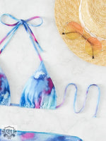 Tie Dye Split Three-Piece Bikini - QH Clothing