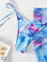 Tie Dye Split Three-Piece Bikini - QH Clothing