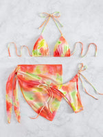 Tie Dye Split Three-Piece Bikini - QH Clothing