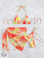 Tie Dye Split Three-Piece Bikini - QH Clothing