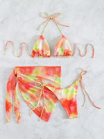 Tie Dye Split Three-Piece Bikini - QH Clothing