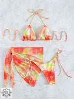 Tie Dye Split Three-Piece Bikini - QH Clothing