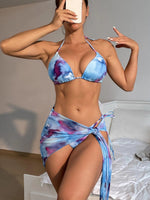 Tie Dye Split Three-Piece Bikini - QH Clothing