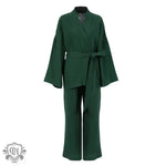 Green kimono-style pantsuit from the Tie Up Solid Colour Pajama Set collection